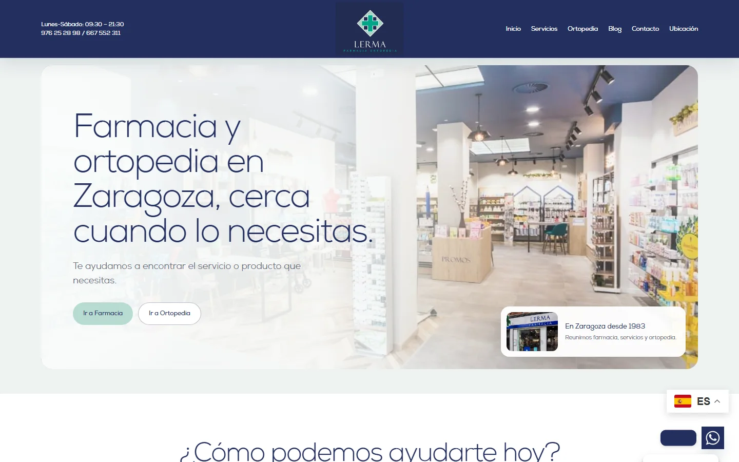 Live homepage preview of Farmacia Ortopedia Lerma